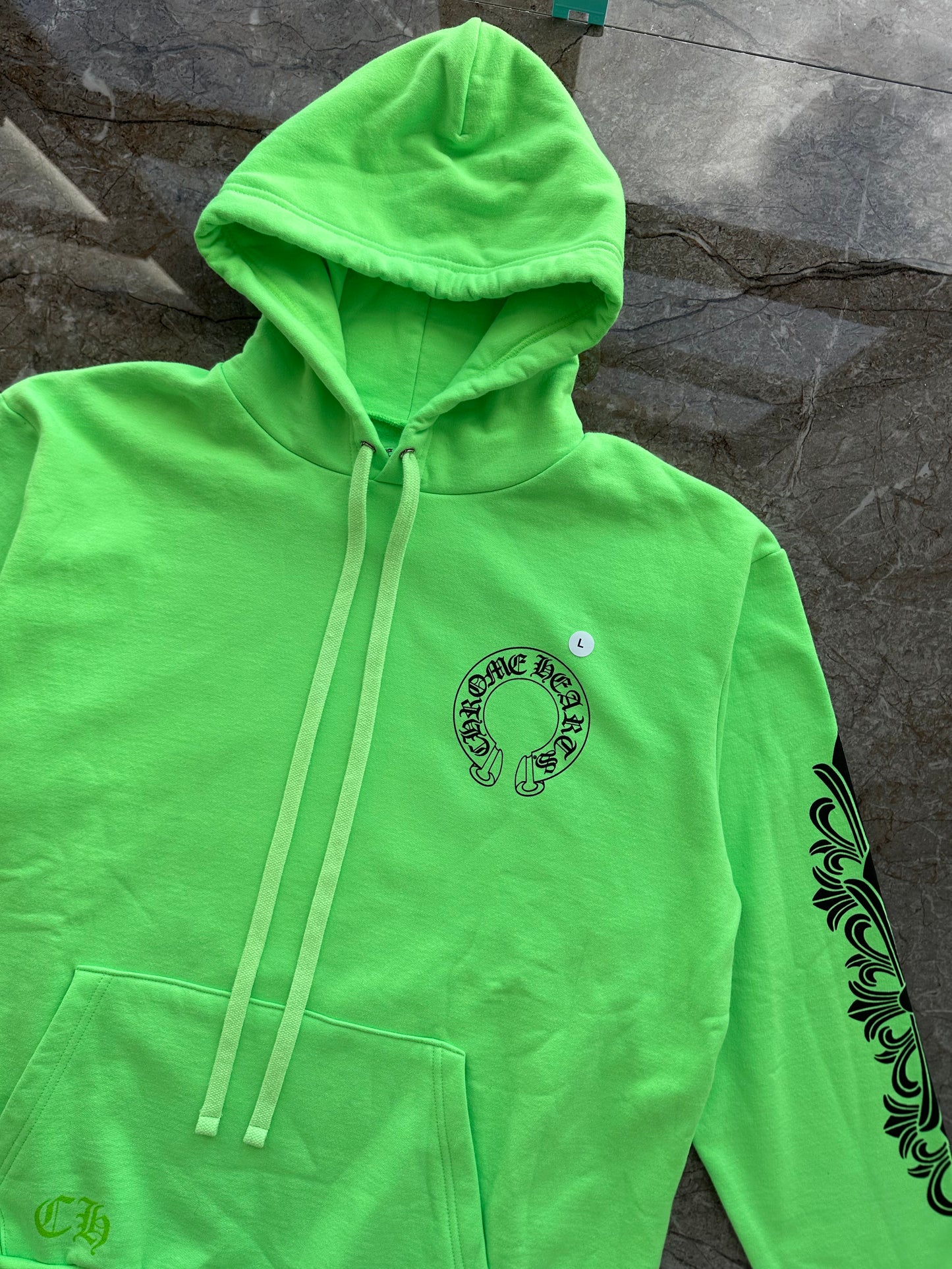 Chrome Hearts Ultra Miami Music Week Neon Green Floral Hoodie