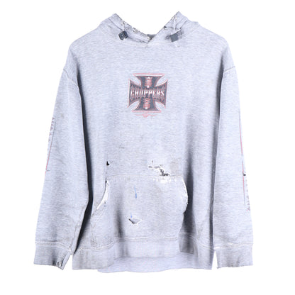 WCC HEATHER GREY/RED THRASHED HOODIE