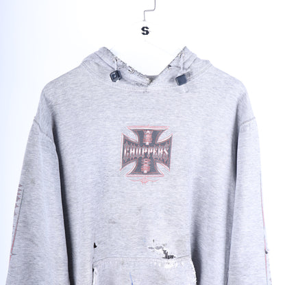 WCC HEATHER GREY/RED THRASHED HOODIE