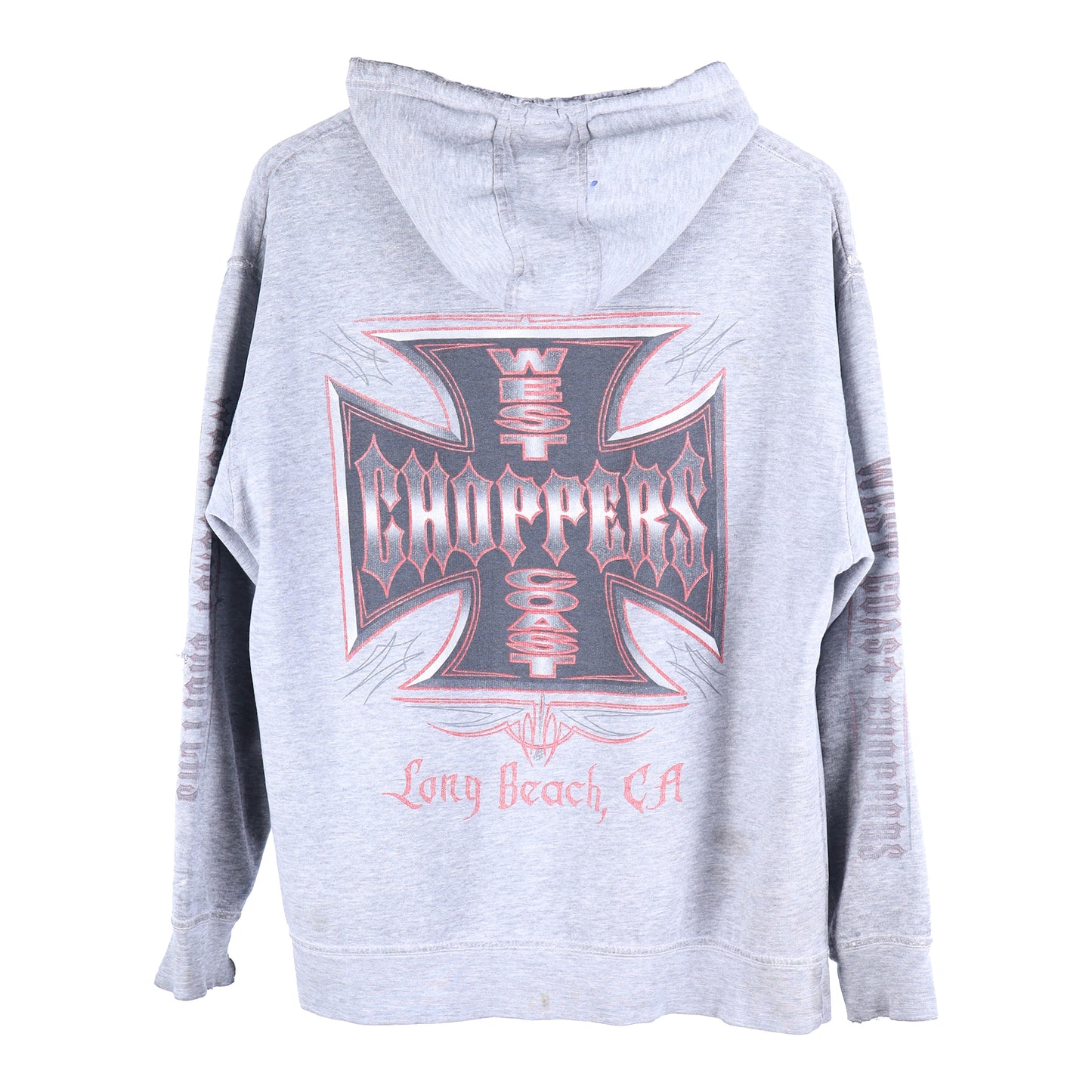 WCC HEATHER GREY/RED THRASHED HOODIE