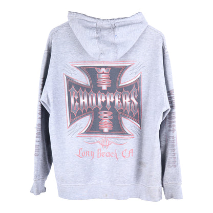 WCC HEATHER GREY/RED THRASHED HOODIE