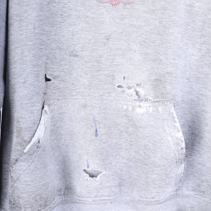 WCC HEATHER GREY/RED THRASHED HOODIE