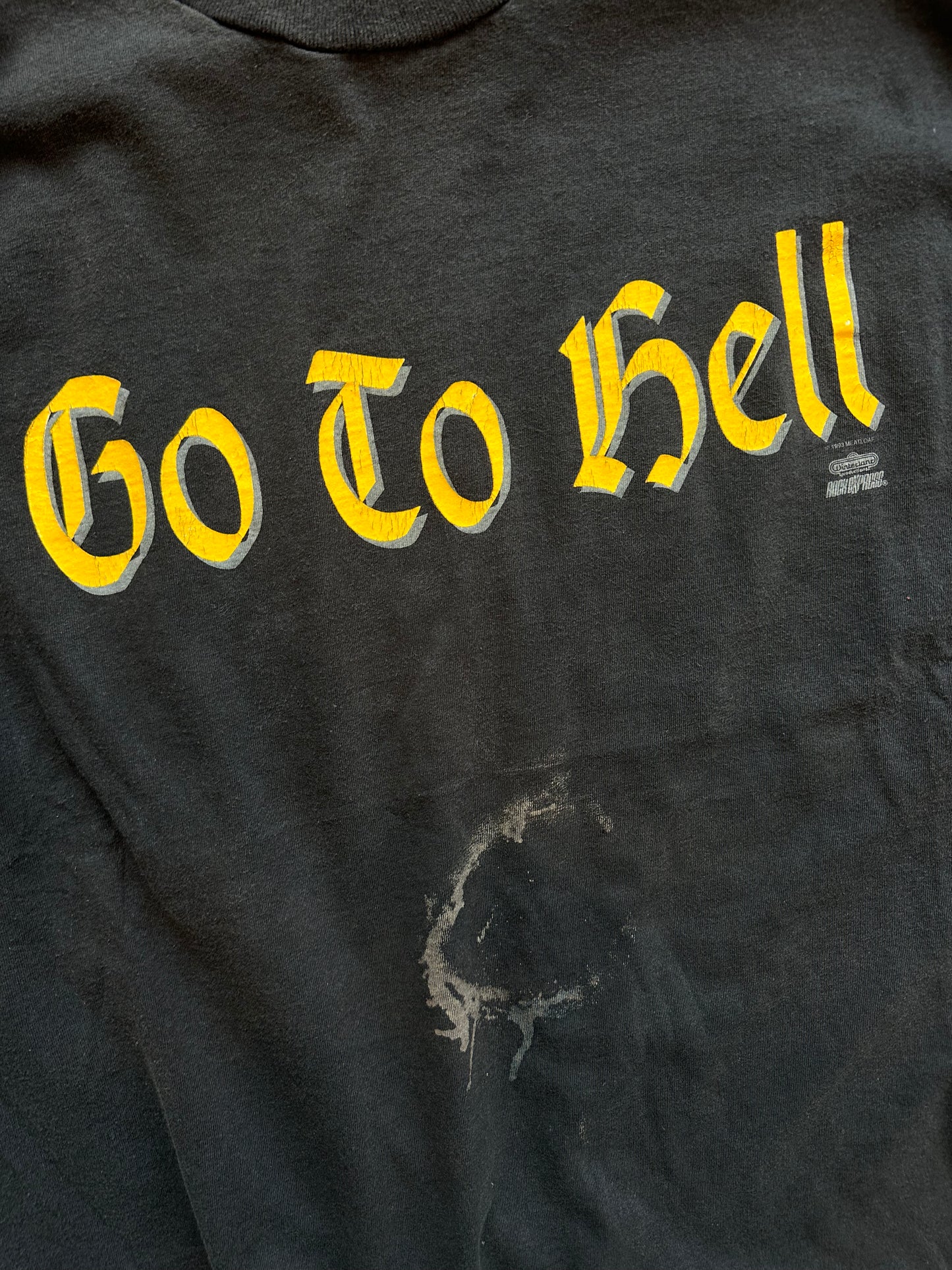 Vintage 'Go to Hell' Yellow/Black Faded T Shirt