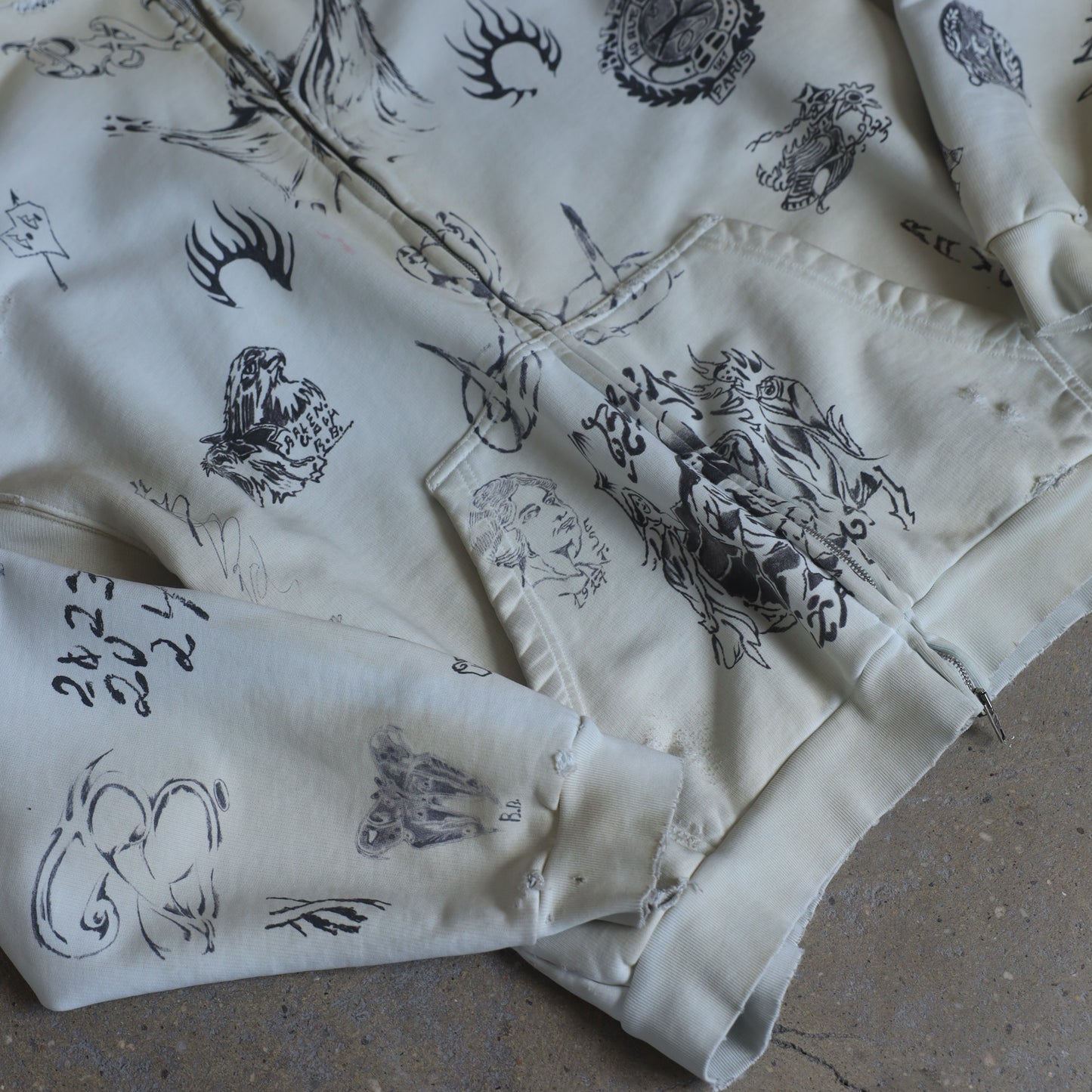 Balenciaga SS24 Tattoo Cream Hoodie