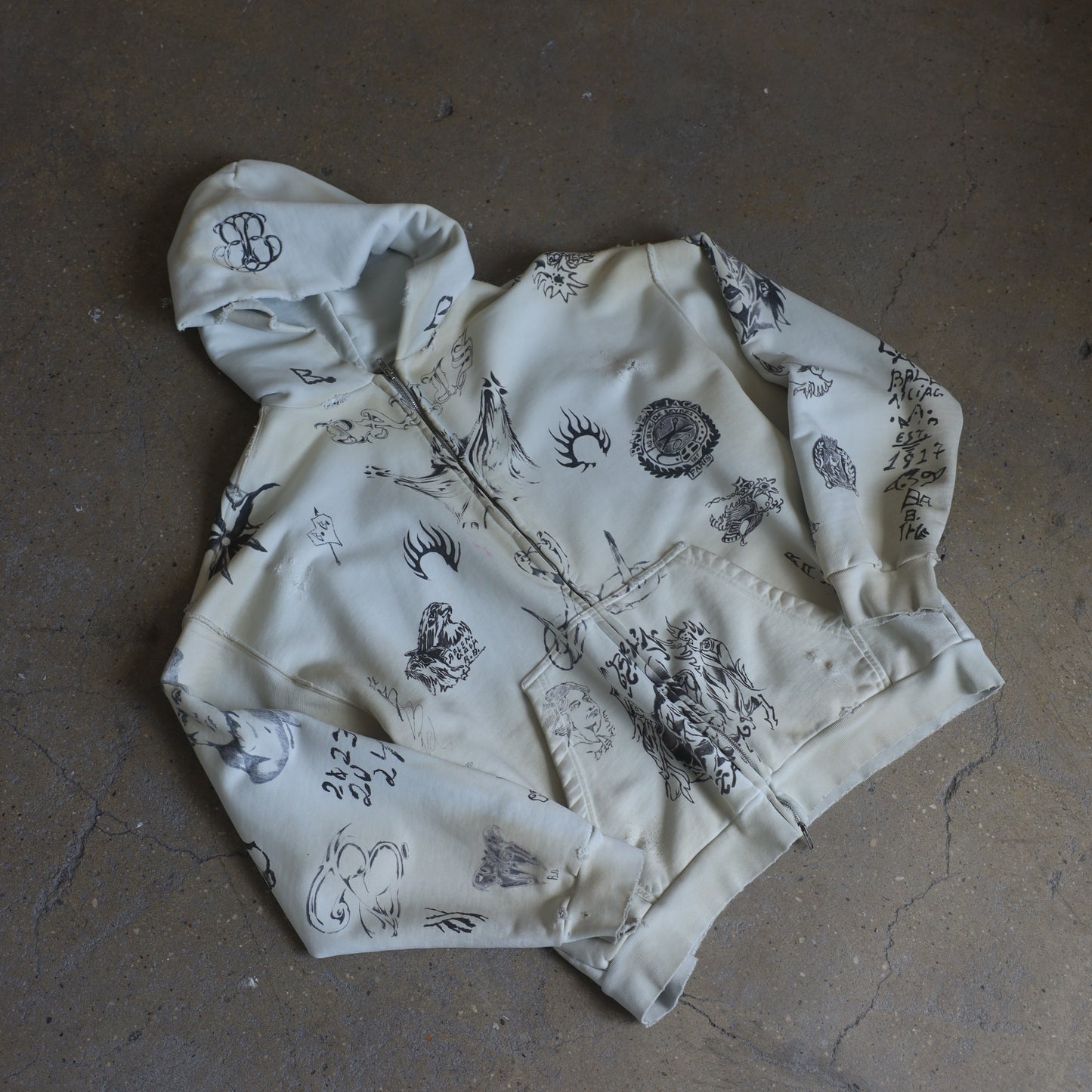 Balenciaga SS24 Tattoo Cream Hoodie