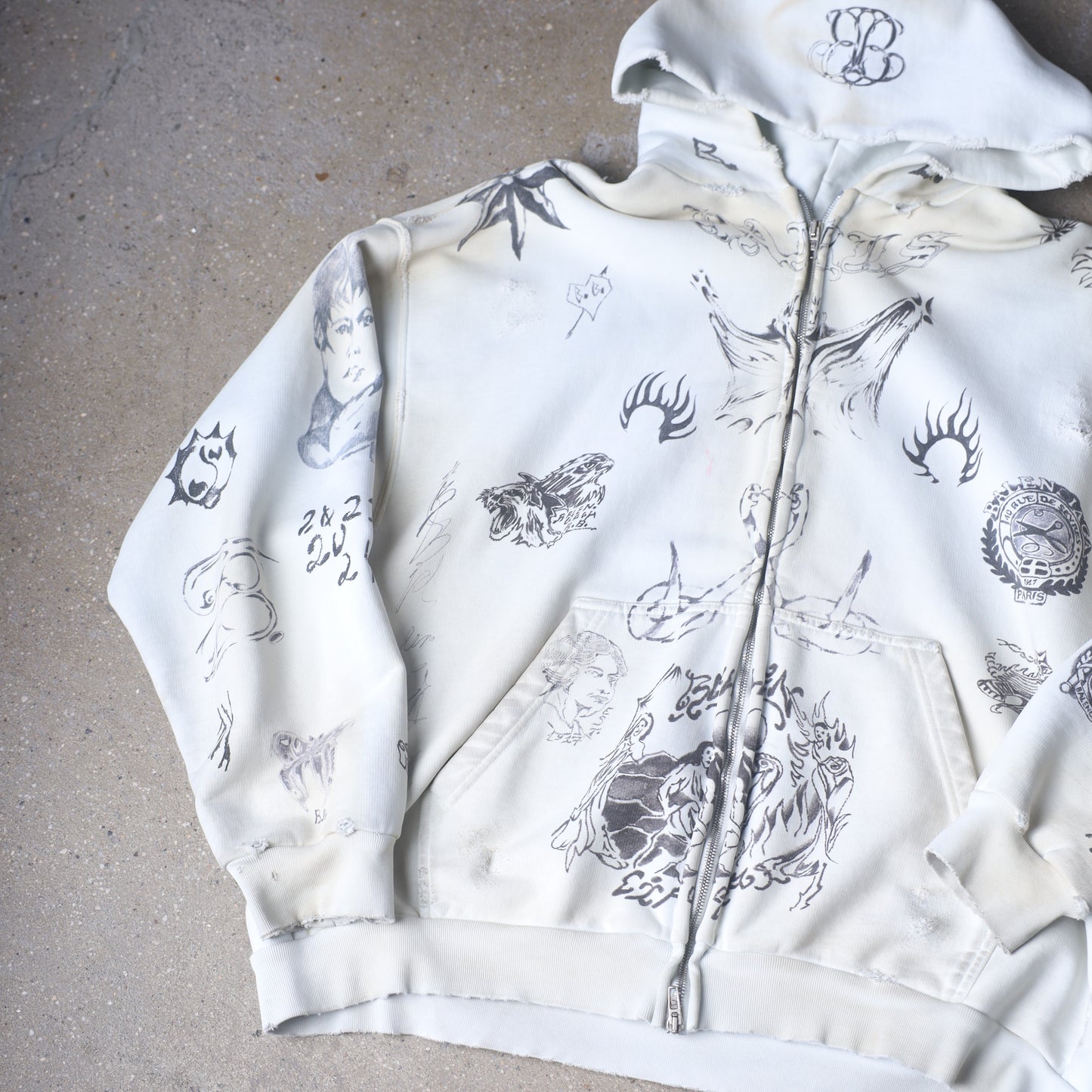Balenciaga SS24 Tattoo Cream Hoodie