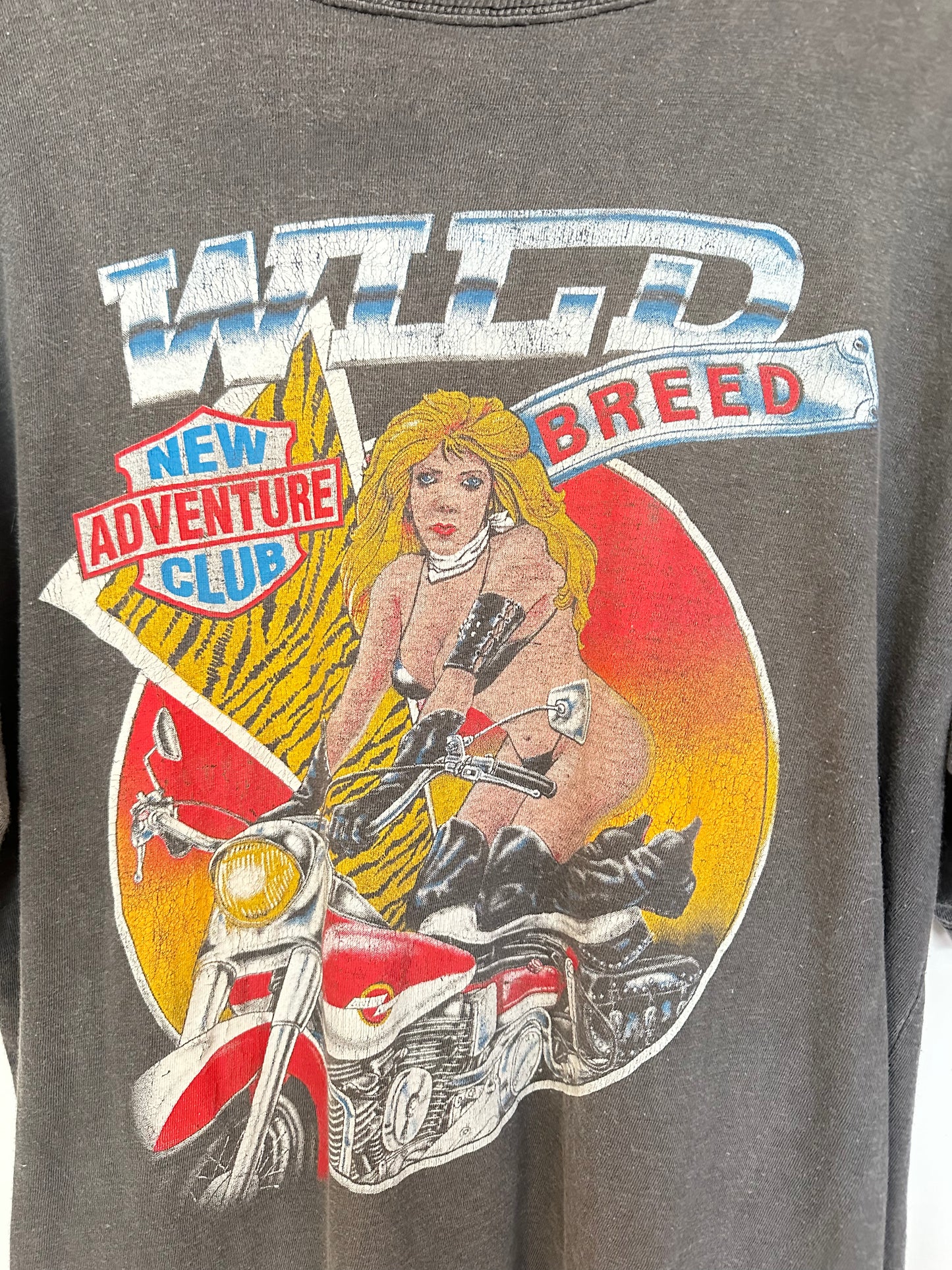 New Adventure Club Wild Breed Harley Parody Vintage Faded Tee