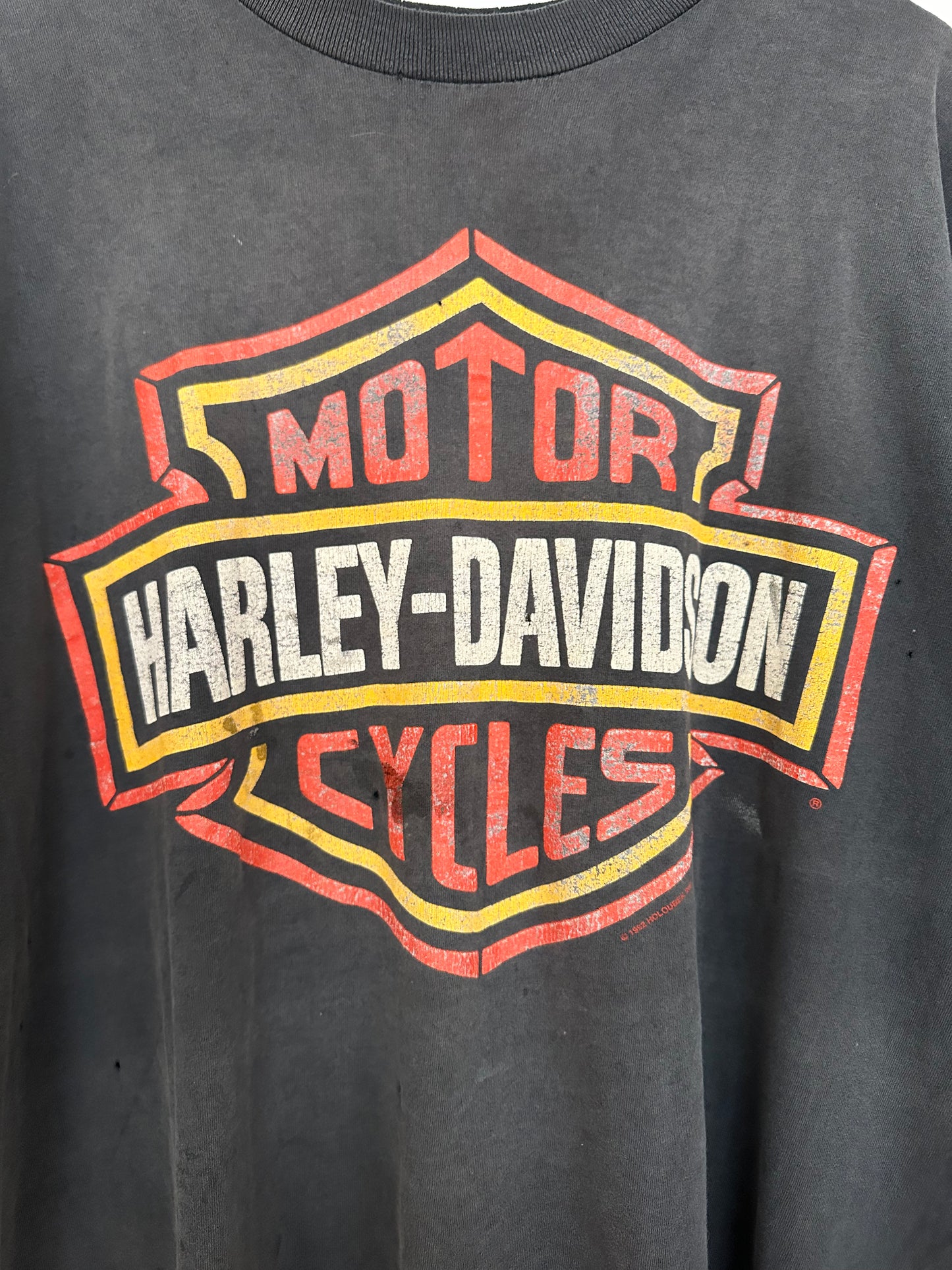 VINTAGE BOXY XXL HARLEY EMBLEM TEE THRASH FADED