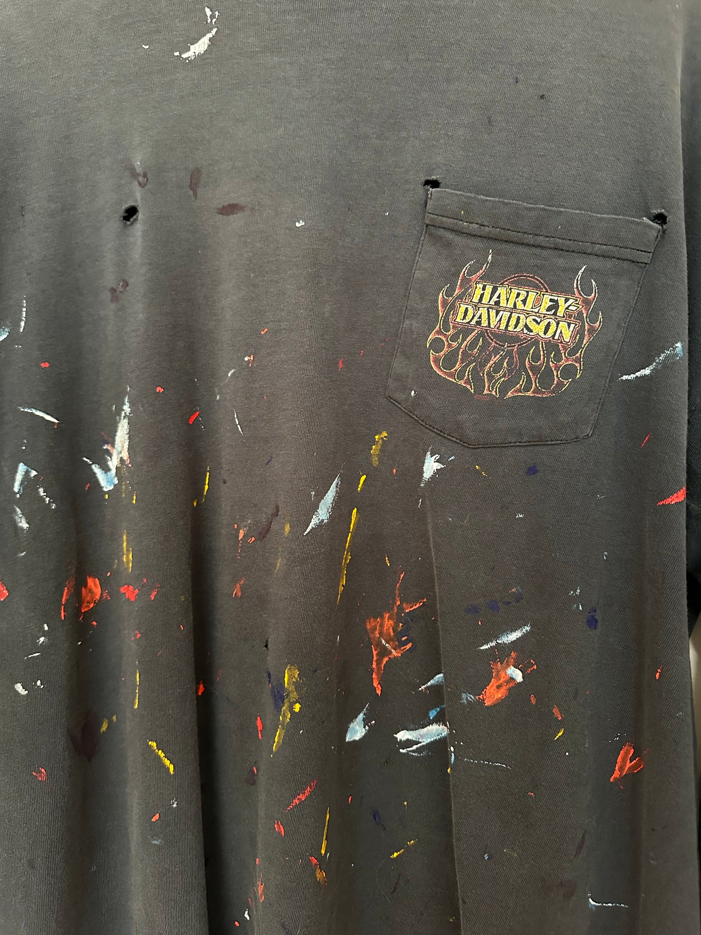 HARLEY DAVIDSON PAINTED THRASHED FADED FLAME LONG SLEEVE