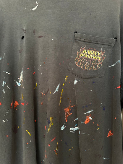HARLEY DAVIDSON PAINTED THRASHED FADED FLAME LONG SLEEVE