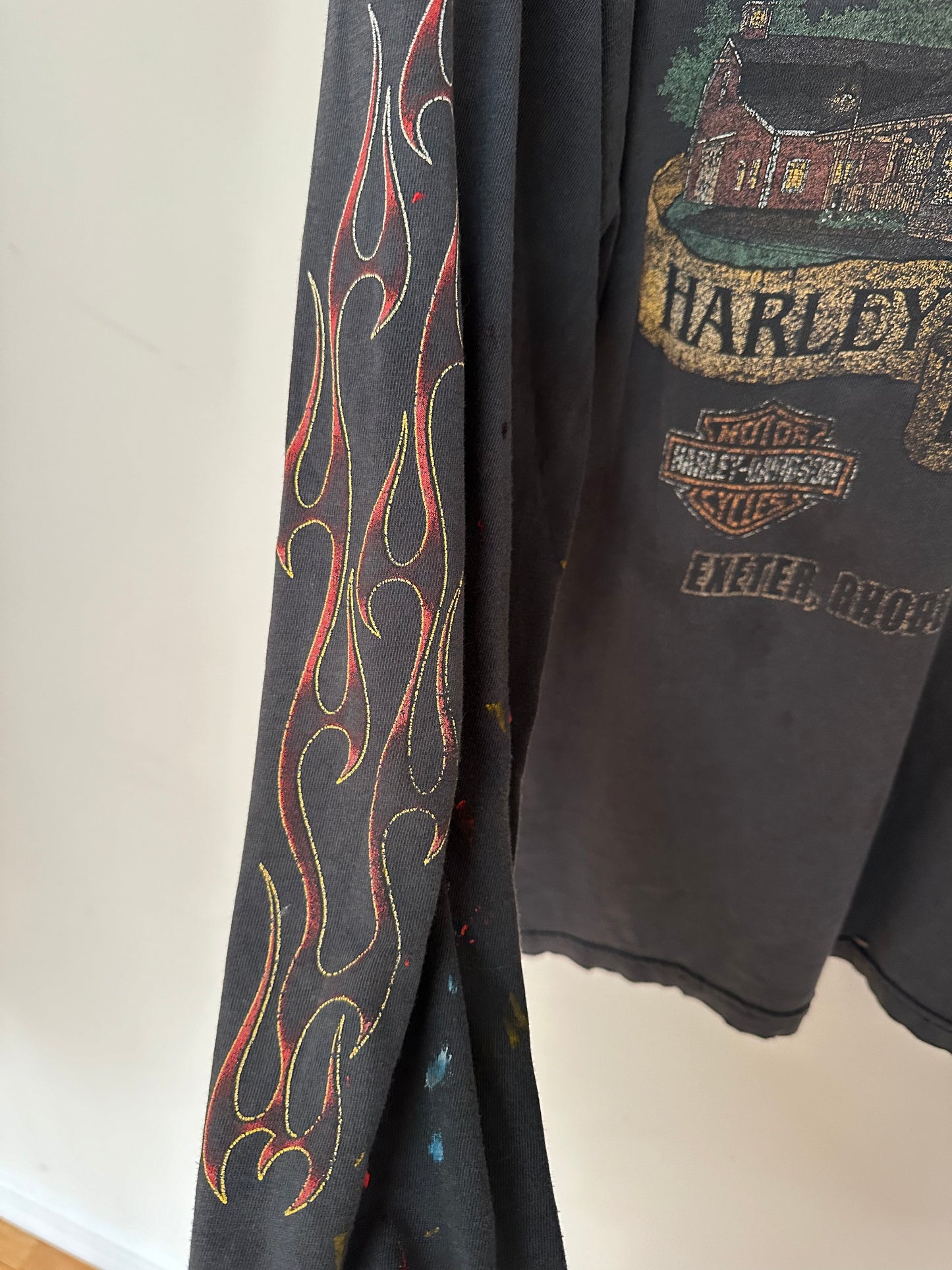 HARLEY DAVIDSON PAINTED THRASHED FADED FLAME LONG SLEEVE