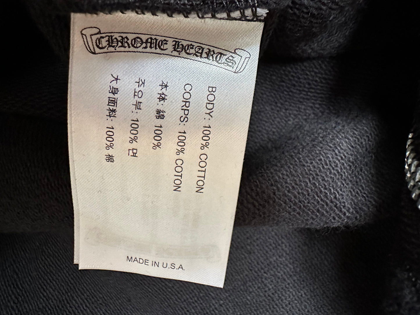 CHROME HEARTS BLACK CROSS ZIP HOODIE