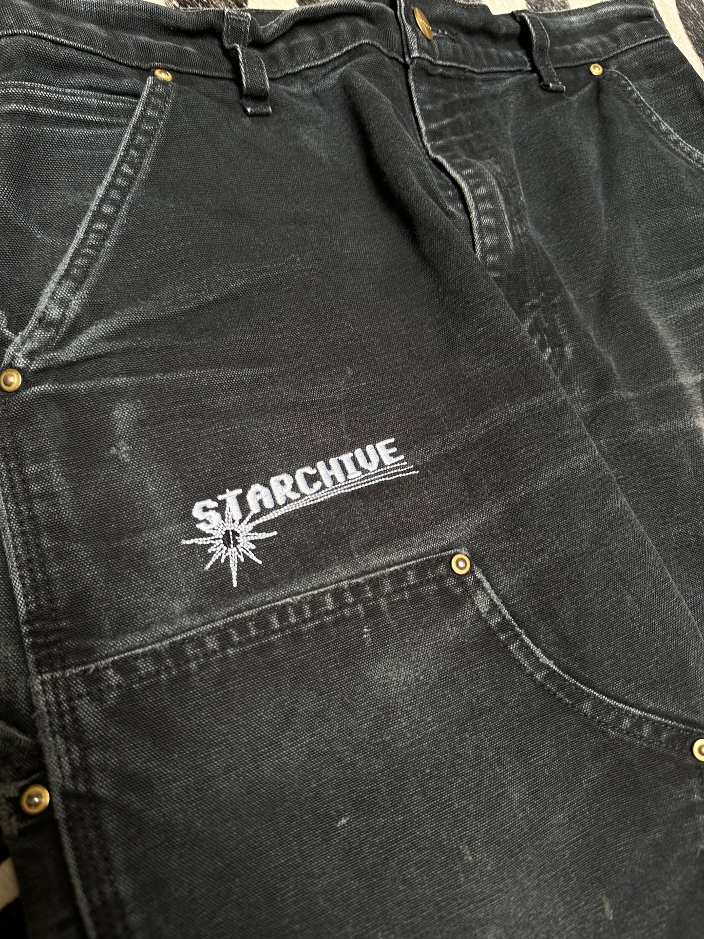 STARCHIVE LOGO CARHARTT CARPENTER PANTS FADED BLACK