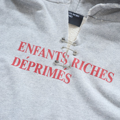 ERD SAFETY PIN CUT OUT HOODIE HEATHER GREY