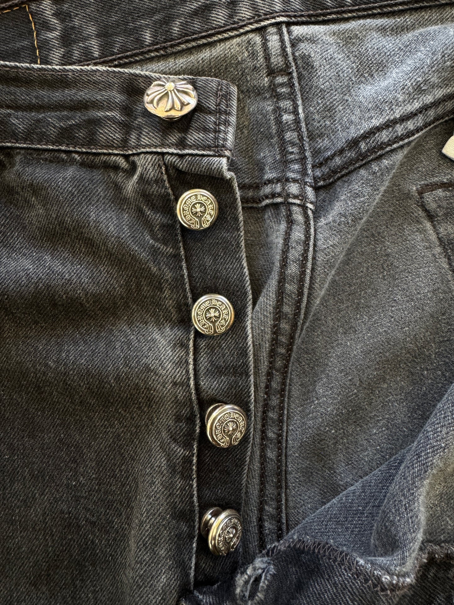 Black Chrome Hearts Levis With Patches