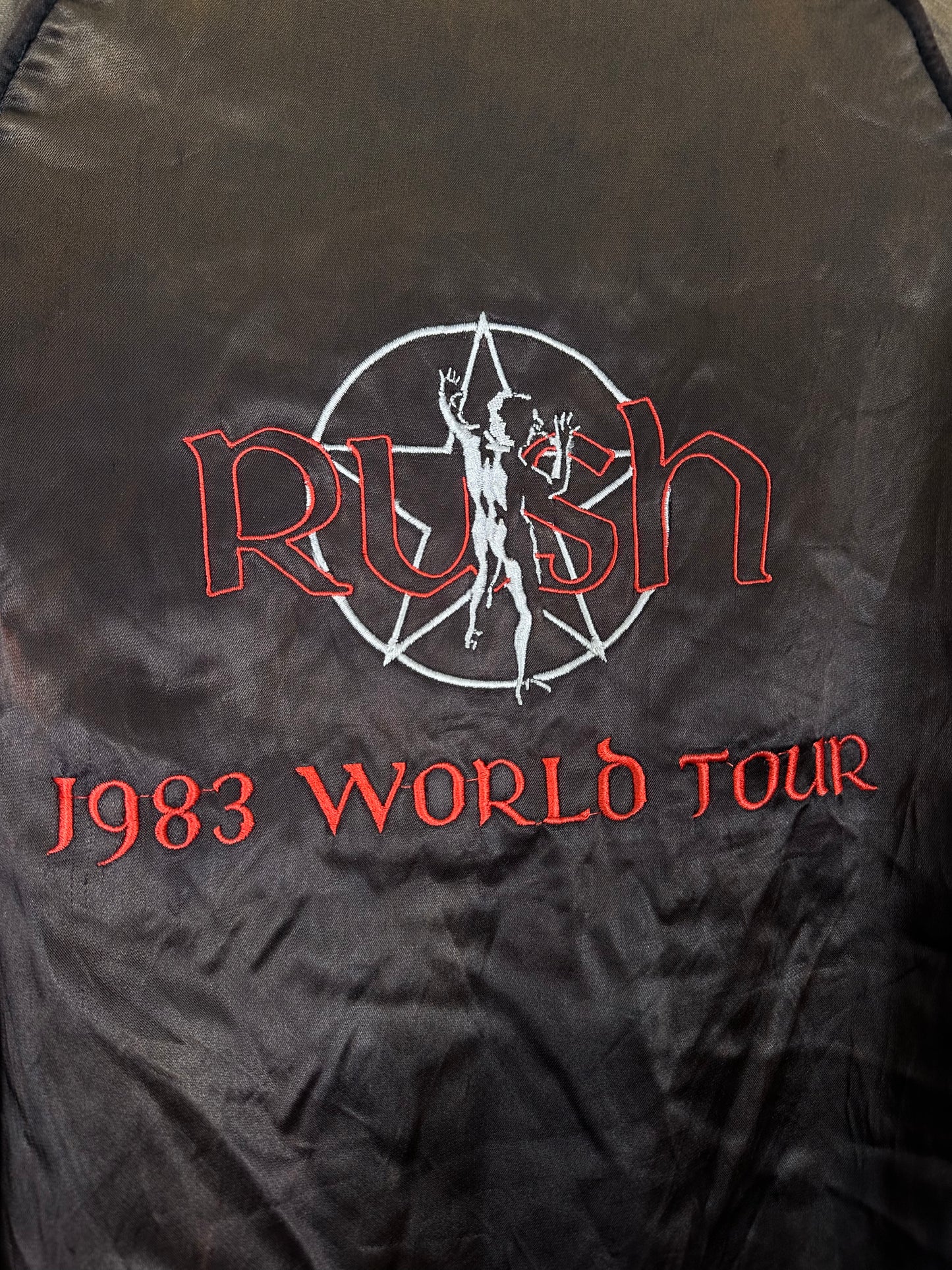 VINTAGE SUN FADED SATIN RUSH 1980S TOUR JACKET