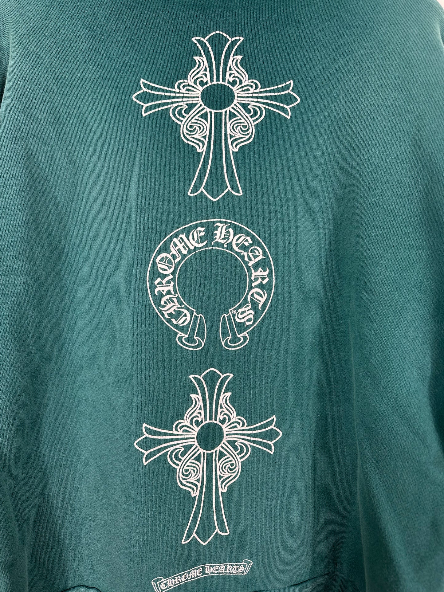 CHROME HEARTS VINTAGE FOREST GREEN FRIENDS AND FAMILY HOODIE