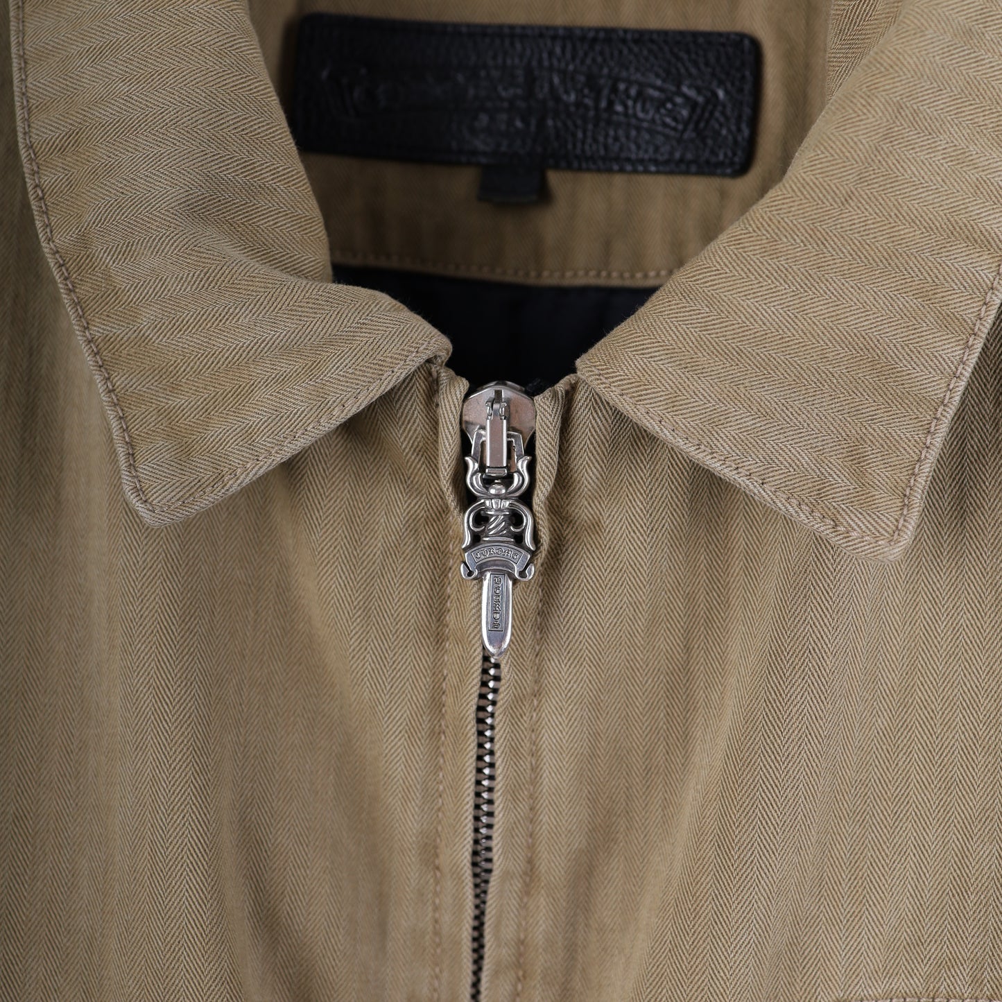 CHROME HEARTS KHAKI WORK JACKET CROSS PATCH WITH HORSESHOE