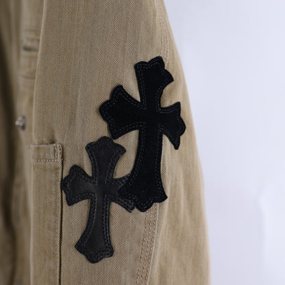 CHROME HEARTS KHAKI WORK JACKET CROSS PATCH WITH HORSESHOE