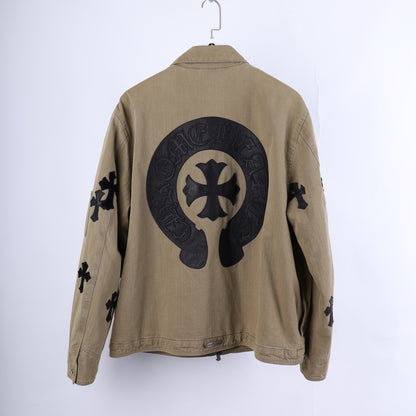 CHROME HEARTS KHAKI WORK JACKET CROSS PATCH WITH HORSESHOE