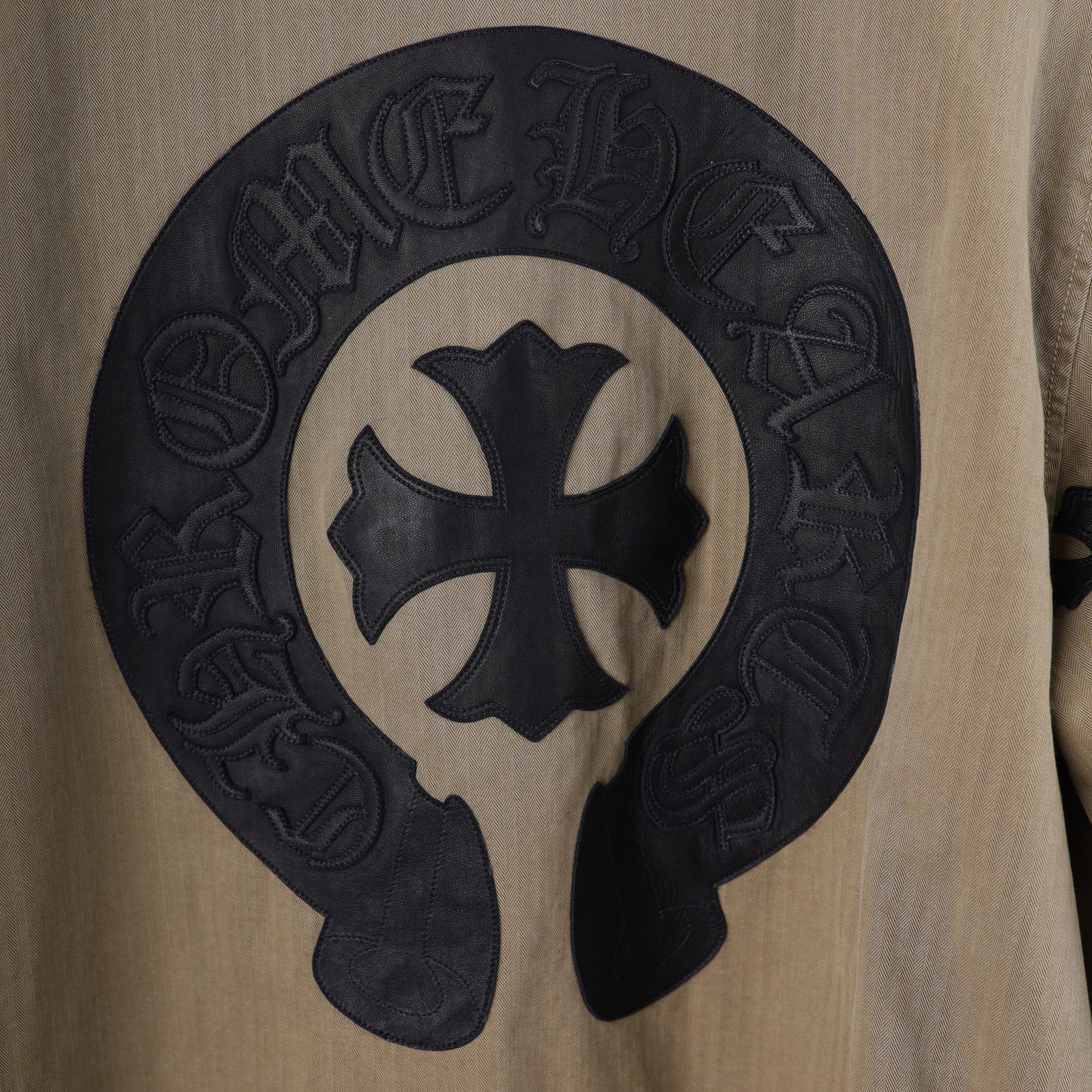 CHROME HEARTS KHAKI WORK JACKET CROSS PATCH WITH HORSESHOE