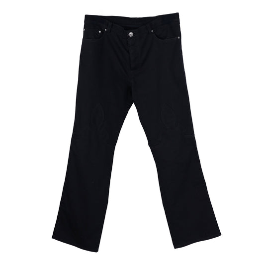 CHROME HEARTS FLUER KNEE BLACK DENIM SZ 38