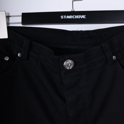 CHROME HEARTS FLUER KNEE BLACK DENIM SZ 38