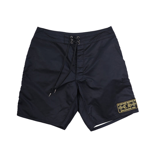 CHROME HEARTS BLACK BOARD SHORTS WITH CH PATCH 34