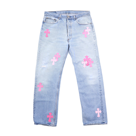 PINK CROSS PATCH 501 LEVI'S DENIM
