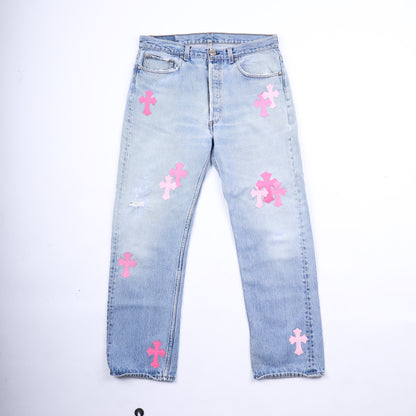 PINK CROSS PATCH 501 LEVI'S DENIM
