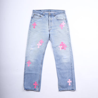 PINK CROSS PATCH 501 LEVI'S DENIM