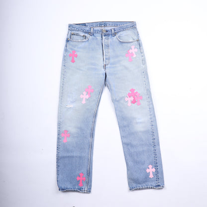 PINK CROSS PATCH 501 LEVI'S DENIM