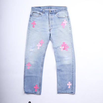 PINK CROSS PATCH 501 LEVI'S DENIM