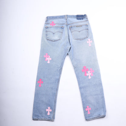 PINK CROSS PATCH 501 LEVI'S DENIM