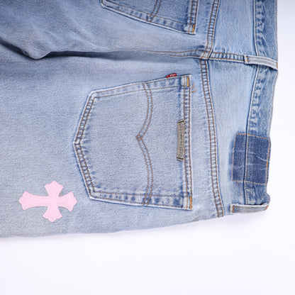 PINK CROSS PATCH 501 LEVI'S DENIM