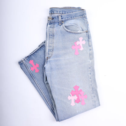 PINK CROSS PATCH 501 LEVI'S DENIM