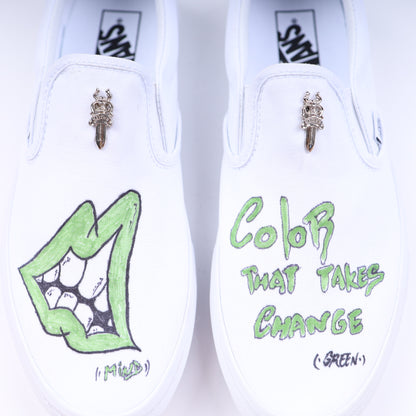 CHROME HEARTS X MATTY BOY HAND PAINTED VANS SLIP ONS SIZE 10