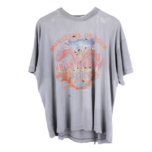 VINTAGE MONSTERS OF ROCK THRASHED FADED IRON MAIDEN TOUR T-SHIRT