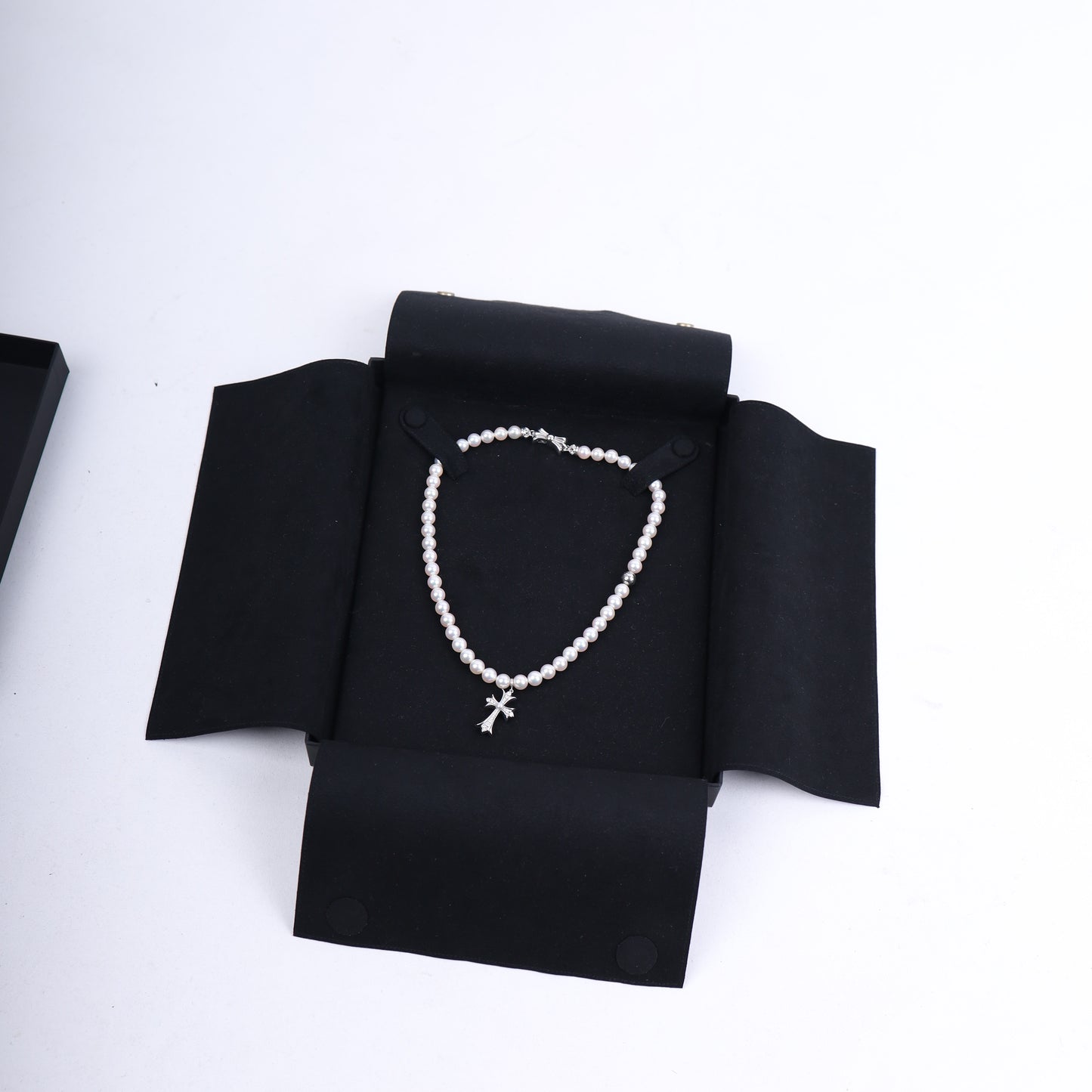 Mikimoto 18K White Gold Tiny Cross Choker