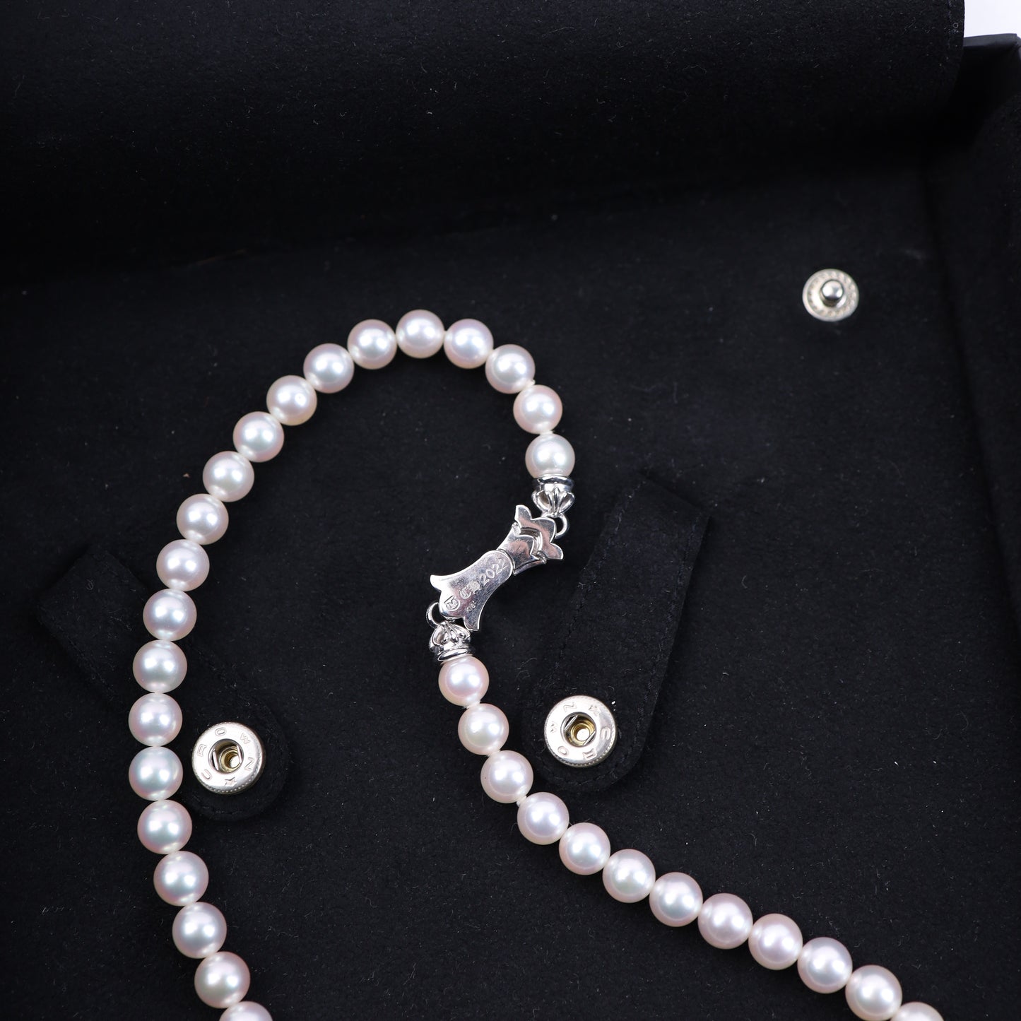 Mikimoto 18K White Gold Tiny Cross Choker