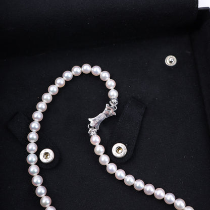 Mikimoto 18K White Gold Tiny Cross Choker