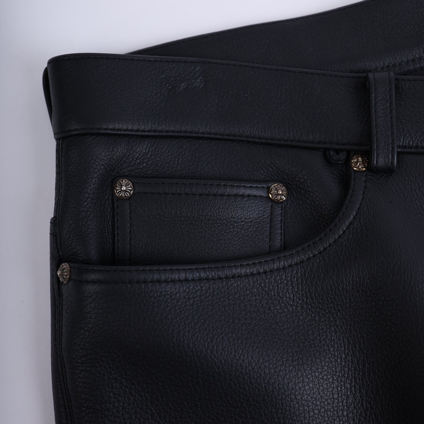 Chrome Hearts Heavy Leather Fleur Knee Pants