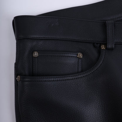 Chrome Hearts Heavy Leather Fleur Knee Pants