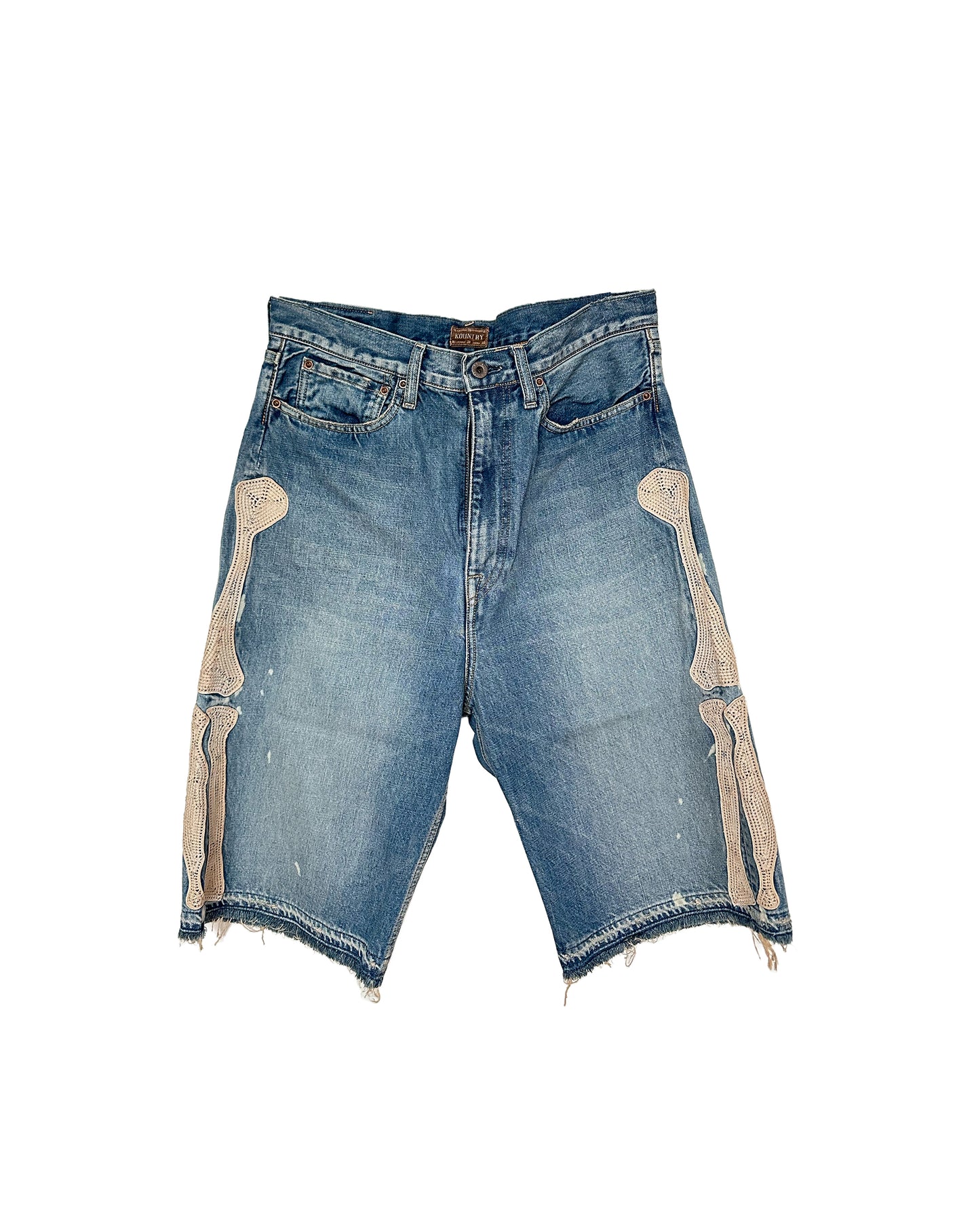 KAPITAL BONE DENIM SHORTS BLUE