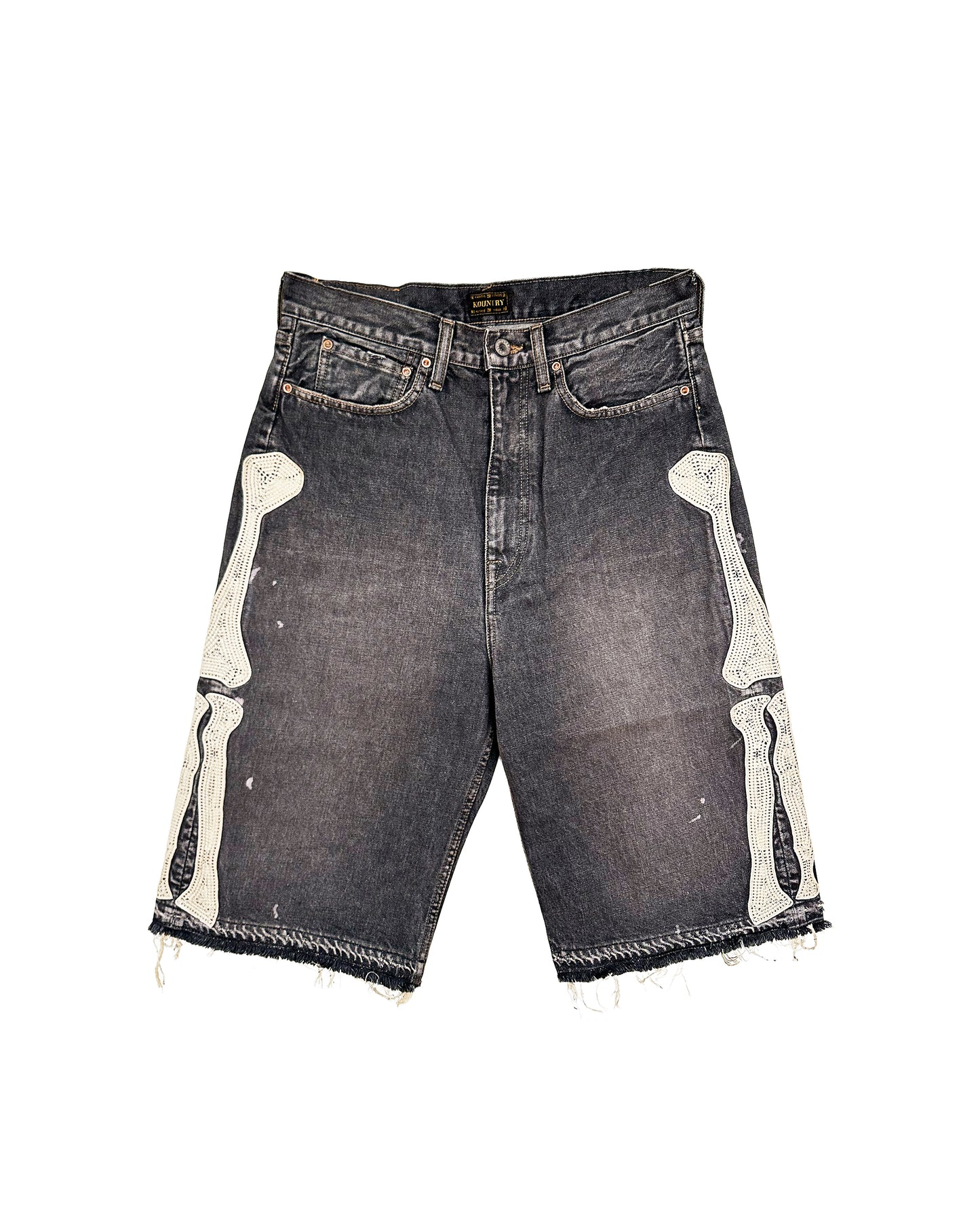 Kapital Bone Denim Shorts Black