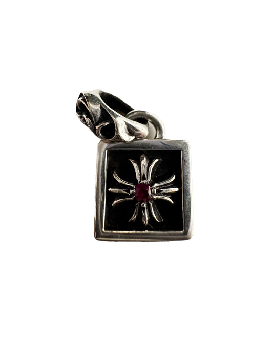 CHROME HEARTS RUBY SQUARE CROSS CHARM PENDANT