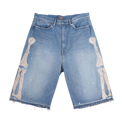 Kapital Bone Denim Shorts Blue