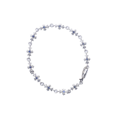 Chrome Hearts Tiny E Pave Blue Sapphire Bracelet 12 link