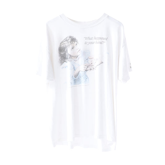 VINTAGE 'WHAT HAPPENED TO YOUR HAND' RELIGIOUS T SHIRT