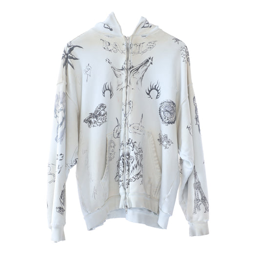 Balenciaga SS24 Tattoo Cream Hoodie